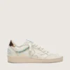 Zapatillas Ball Star para mujer en piel color crema con estrella y abalorios tono sobre tono