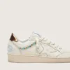 Zapatillas Ball Star para mujer en piel color crema con estrella y abalorios tono sobre tono