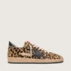 Zapatillas Ball Star para mujer en piel de potro con estampado de leopardo, estrella de cuero negro y lengüeta en el talón