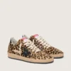 Zapatillas Ball Star para mujer en piel de potro con estampado de leopardo, estrella de cuero negro y lengüeta en el talón