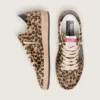 Zapatillas Ball Star para mujer en piel de potro con estampado de leopardo, estrella de cuero negro y lengüeta en el talón