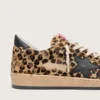 Zapatillas Ball Star para mujer en piel de potro con estampado de leopardo, estrella de cuero negro y lengüeta en el talón