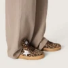 Zapatillas Ball Star para mujer en piel de potro con estampado de leopardo, estrella de piel platino y lengüeta del talón de piel blanca