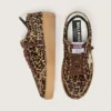 Zapatillas Ball Star para mujer en piel de potro con estampado de leopardo, estrella de piel platino y lengüeta del talón de piel blanca