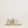Zapatillas «Ball Star» para niño en ante perla con estrella de cuero y lengüeta en el talón