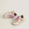 Zapatillas «Ball Star» para niño en ante perla con estrella de cuero y lengüeta en el talón