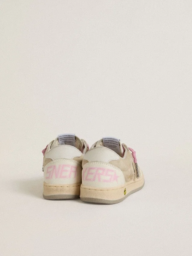 Zapatillas «Ball Star» para niño en ante perla con estrella de cuero y lengüeta en el talón