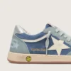 Zapatillas «Ball Star» para niño en azul claro y ante azul vaquero con estrella de cuero blanco