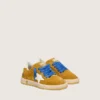 Zapatillas Ball Star para niños en ante ocre con estrella y lengüeta en el talón de piel blanca brillante