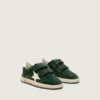 Zapatillas «Ball Star» para niños en ante verde bosque con estrella y lengüeta en el talón de piel color crema