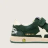 Zapatillas «Ball Star» para niños en ante verde bosque con estrella y lengüeta en el talón de piel color crema