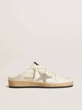 Zapatillas Ball Star tipo sabot en piel napa con estrella de ante gris hielo