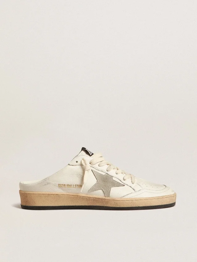 Zapatillas Ball Star tipo sabot en piel napa con estrella de ante gris hielo