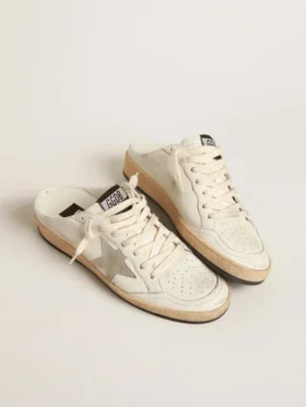Zapatillas Ball Star tipo sabot en piel napa con estrella de ante gris hielo