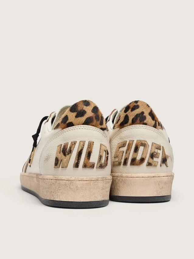 Zapatillas Ball Star Wishes para mujer con estrella de ante y lengüeta en el talón de piel de potro con estampado de leopardo
