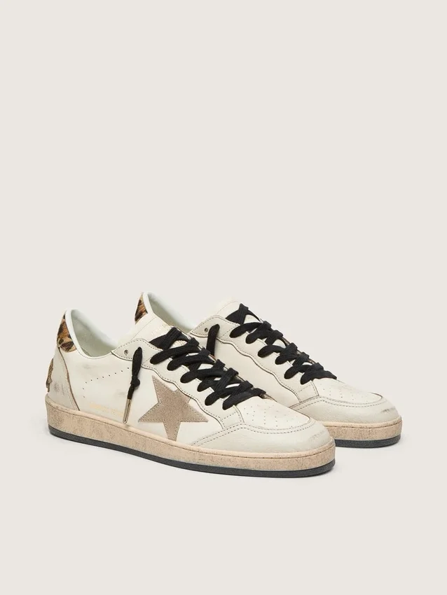 Zapatillas Ball Star Wishes para mujer con estrella de ante y lengüeta en el talón de piel de potro con estampado de leopardo
