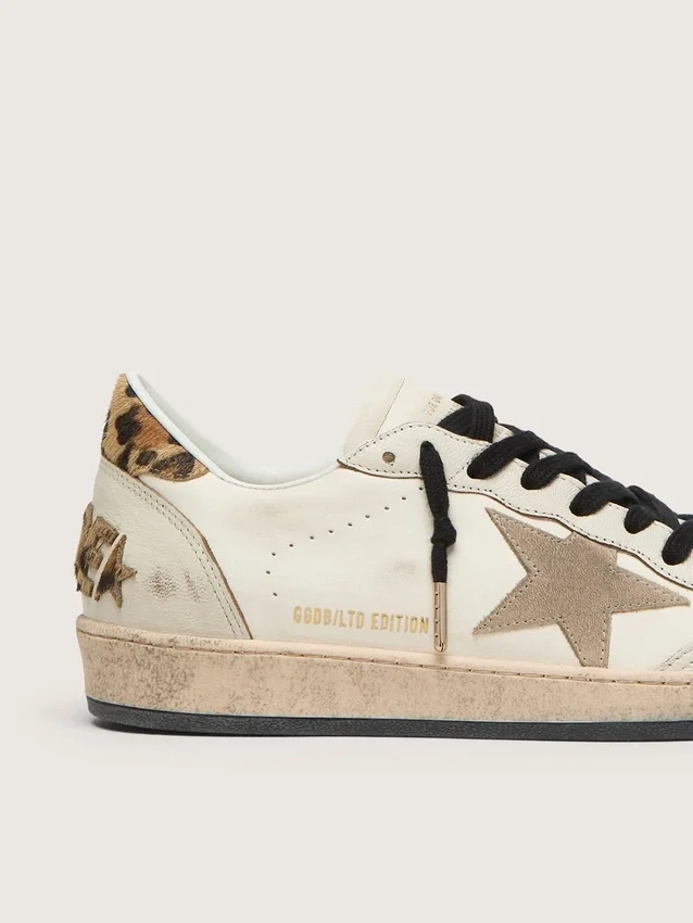 Zapatillas Ball Star Wishes para mujer con estrella de ante y lengüeta en el talón de piel de potro con estampado de leopardo