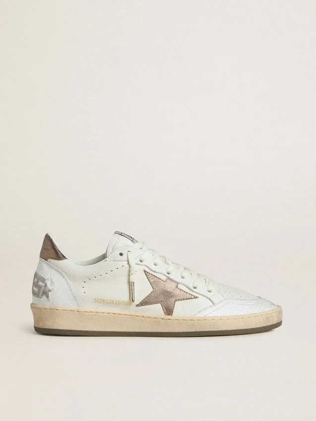 Zapatillas Ball Star Wishes para mujer en piel blanca con estrella de piel en bronce metalizado