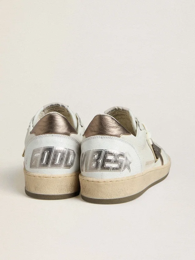 Zapatillas Ball Star Wishes para mujer en piel blanca con estrella de piel en bronce metalizado