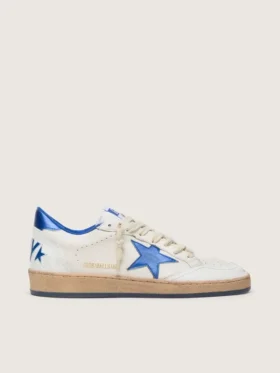 Zapatillas Ball Star Wishes para mujer en piel napa blanca con estrella azul brillante y lengüeta en el talón