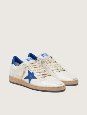 Zapatillas Ball Star Wishes para mujer en piel napa blanca con estrella azul brillante y lengüeta en el talón