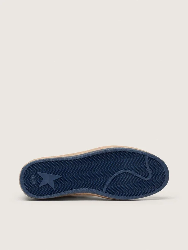 Zapatillas Ball Star Wishes para mujer en piel napa blanca con estrella azul brillante y lengüeta en el talón