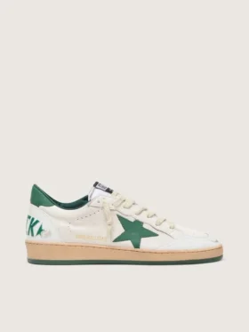 Zapatillas Ball Star Wishes para mujer en piel napa blanca con estrella y lengüeta del talón de piel verde