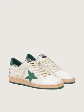 Zapatillas Ball Star Wishes para mujer en piel napa blanca con estrella y lengüeta del talón de piel verde