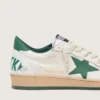Zapatillas Ball Star Wishes para mujer en piel napa blanca con estrella y lengüeta del talón de piel verde