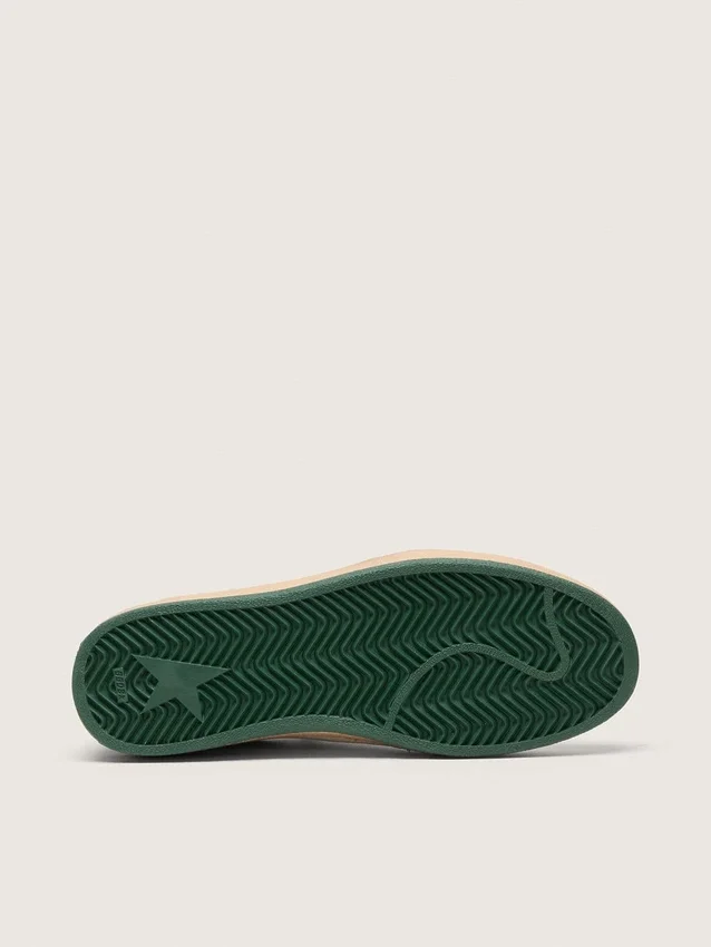 Zapatillas Ball Star Wishes para mujer en piel napa blanca con estrella y lengüeta del talón de piel verde
