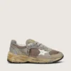 Zapatillas «Dad-Star» para hombre en ante gris paloma y malla plateada, con estrella de piel blanca y lengüeta del talón de ante