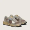 Zapatillas «Dad-Star» para hombre en ante gris paloma y malla plateada, con estrella de piel blanca y lengüeta del talón de ante