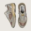 Zapatillas «Dad-Star» para hombre en ante gris paloma y malla plateada, con estrella de piel blanca y lengüeta del talón de ante