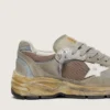 Zapatillas «Dad-Star» para hombre en ante gris paloma y malla plateada, con estrella de piel blanca y lengüeta del talón de ante