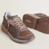 Zapatillas Dad-Star para hombre en ante lila y malla, con estrella y lengüeta en el talón de piel laminada