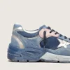 Zapatillas Dad-Star para mujer en ante azul vaquero con estrella de piel plateada