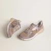 Zapatillas Dad-Star para mujer en ante lila y malla, con estrella y lengüeta en el talón de piel laminada