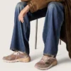 Zapatillas Dad-Star para mujer en ante lila y malla, con estrella y lengüeta en el talón de piel laminada