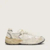 Zapatillas Dad-Star para mujer en ante y malla con estrella de piel blanca y lengüeta trasera de piel beige