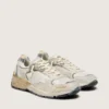 Zapatillas Dad-Star para mujer en ante y malla con estrella de piel blanca y lengüeta trasera de piel beige