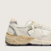 Zapatillas Dad-Star para mujer en ante y malla con estrella de piel blanca y lengüeta trasera de piel beige