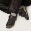 Zapatillas Dad-Star para mujer en piel naplak y craquelada negra con estrella y lengüeta del talón negras