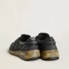 Zapatillas Dad-Star para mujer en piel naplak y craquelada negra con estrella y lengüeta del talón negras