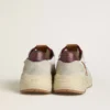 Zapatillas de hombre con Running Sole de nailon y ante, con estrella de piel marrón y lengüeta trasera de piel burdeos