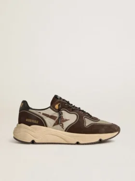 Zapatillas de hombre con Running Sole de nailon y ante, con estrella estampada y lengüeta de talón de piel