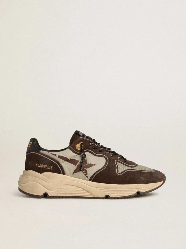Zapatillas de hombre con Running Sole de nailon y ante, con estrella estampada y lengüeta de talón de piel