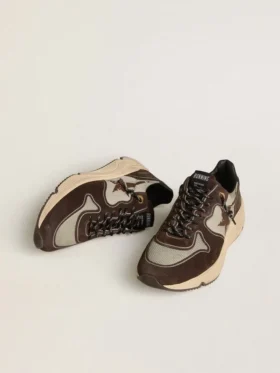 Zapatillas de hombre con Running Sole de nailon y ante, con estrella estampada y lengüeta de talón de piel