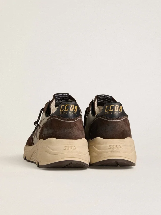 Zapatillas de hombre con Running Sole de nailon y ante, con estrella estampada y lengüeta de talón de piel
