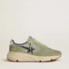 Zapatillas de hombre con Running Sole en nailon y ante verde salvia con estrella negra estampada