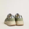 Zapatillas de hombre con Running Sole en nailon y ante verde salvia con estrella negra estampada